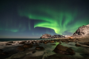 Auroras over the Beaches of the Lofoten Islands