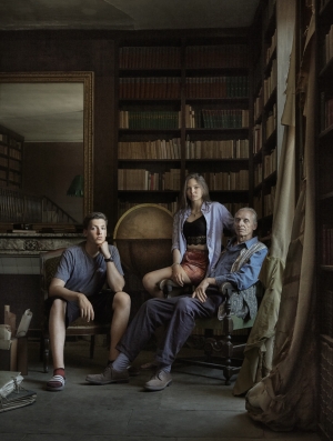 Family portrait of the Hugos, sat in Victor Hugo's library, France.