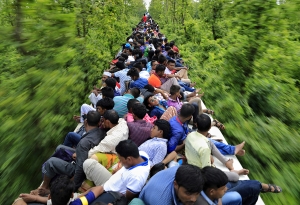 An overcrowded train journey during eid festival