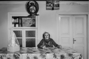 Old lady in Azerbaijani village house