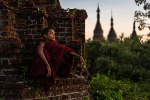 Monk At Sunset