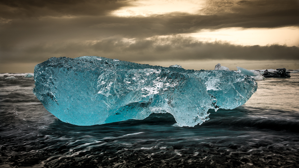 Beached Icebergs in Pre-Dawn Light