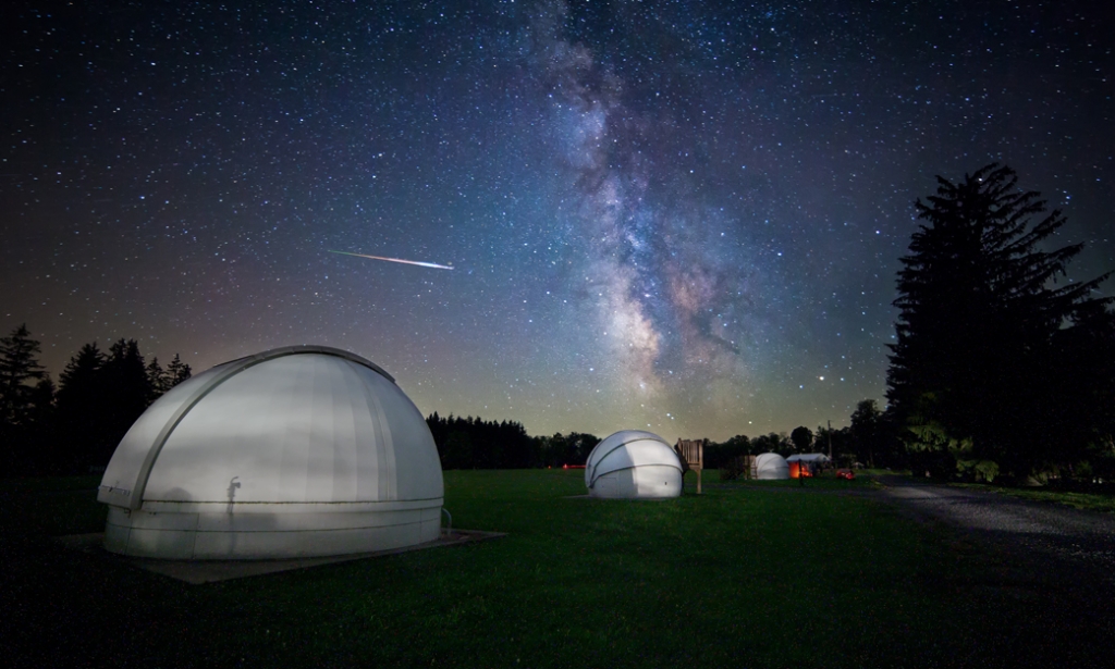 The Perseid meteor shower over observatory