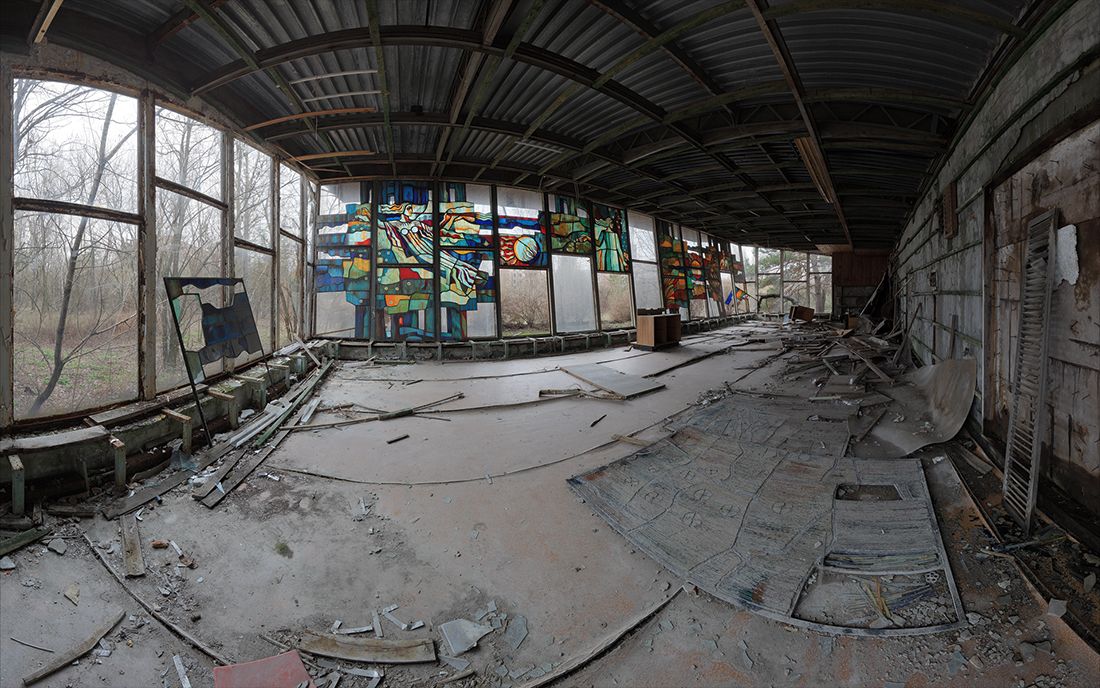 Abandoned Pripyat town of Exclusion Chernobyl zone in Panoramas