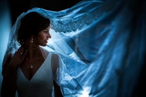 Blue wedding veil