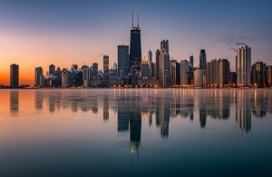 Chicago Illinois skyline frozen in time