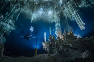 Water scenery of flooded cave