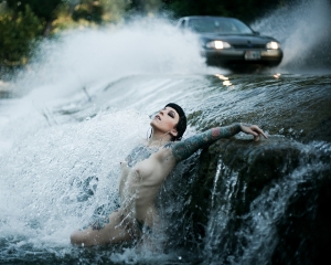Nude Under Waterfall